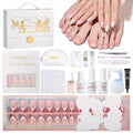 Beetles French Tip Press On Nails - Wedding Beauty Box | Short Almond Press On Nails Kit | 16 Sizes 224 Pcs All-in-One Kit With Nail Glue,Builder,Top Coat,Nail Lamp,Nail Tools Gift