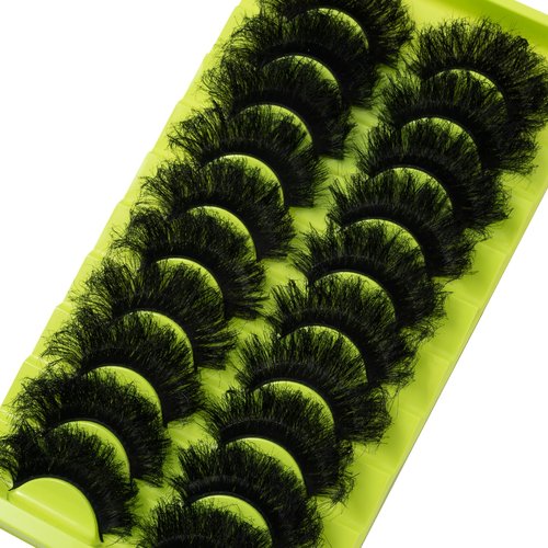Mink Lashes Fluffy 20mm Stirps Lash Volume False Eyelashes 10 Pairs 8D Cat Eye Lashes D Curl Dramatic Soft Eyelash 25mm Big Long Lash Strips Lashes Pack That Look Like Extensions (B16-Fluffy Lashes)