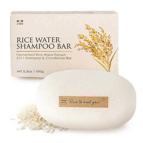 Mimosu Hair Growth Shampoo Bar - Fermented Rice Water 2-in-1 Formula | 5oz, Unscented, pH Balanced for Oily Hair