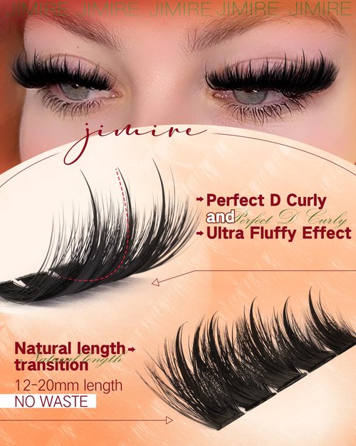 Manga Lash Clusters Kit Fluffy Eyelash Extension Kit Wispy Eyelash Clusters with Spikes D-Curl Lash Extension Kit 12-20MM Cluster Eyelash Extensions Kit with Lash Bond and Seal Fairy Cluster Lashes