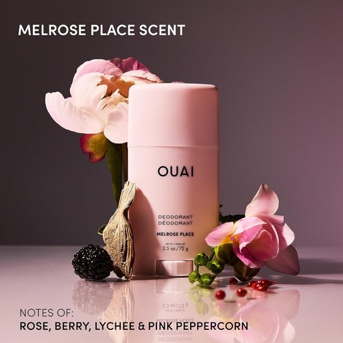 OUAI Aluminum Free Deodorant - 24-Hour Odor Control & Invisible Application - Melrose Place (2.5 oz)