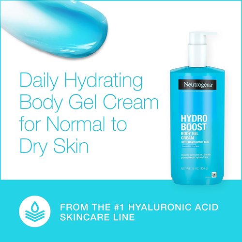 Neutrogena Hydro Boost Body Gel Cream, Hydrating Body Lotion with Hyaluronic Acid for Normal to Dry Skin, Hyaluronic Acid Lightweight Moisturizer, 16 oz, 2 Pack