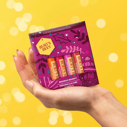 Burt's Bees Lip Balm Gift Set - Beeswax Bounty Fruit Mix | Perfect 4-Pack for Gift Baskets, 0.15 oz