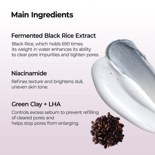 Dr.Melaxin Peel Shot Black Rice Mochi Whip Cleanser 100ml formulated for blackheads, clogged pores, excess sebum, and dull skin
