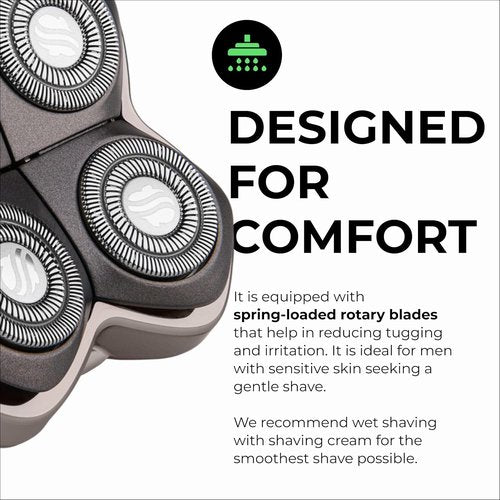 Skull Shaver Forte PRO 4 Head Replacement Blade - Wet & Dry Rotary Shaver Blade - Japanese Stainless Steel