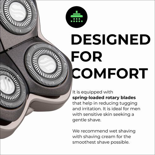 Skull Shaver Forte PRO 4 Head Replacement Blade - Shaver Blade for Wet & Dry Shaving - Rotary Heads Design - Japanese Stainless Steel - Compatible with Pitbull, Palm & Butterfly Kiss Shavers