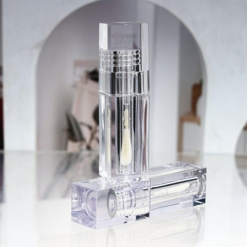 COSIDEA 24pcs PETG 5ml Empty square Transparent lipgloss tubes bulk wholesale with big wand lipgloss containers large doe foot tube for coconut oil bottle