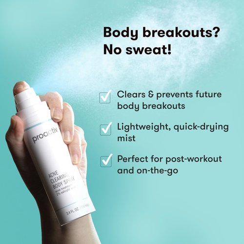 Proactiv Acne Clearing Salicylic Acid Body Spray, Multi-directional Mist for Back, Chest, Shoulders After Gym or Sweat, Formulated for Acne-prone Skin, 3.4 Fl Oz