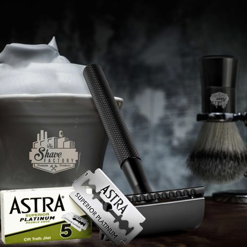 The Shave Factory Premium Shaving Set - Astra Platinum Double Edge Safety Razor Blades (100)