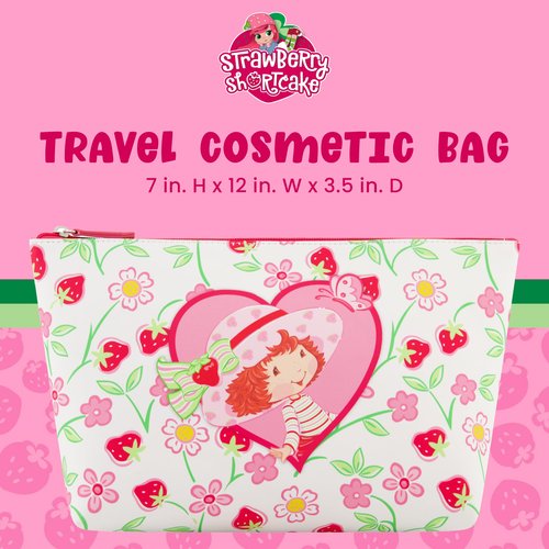 Concept One Strawberry Shortcake Women's Makeup Bag, Small Travel Cosmetic Zipper Pouch Organizer, Multi