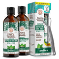 GuruNanda Starter Pulling Oil Mouthwash for Natural Teeth Whitening, Coconut and Peppermint Oil for Fresh Breath & Happy Gums, with Tongue Scraper, Alcohol-Free, 2X8 Oz