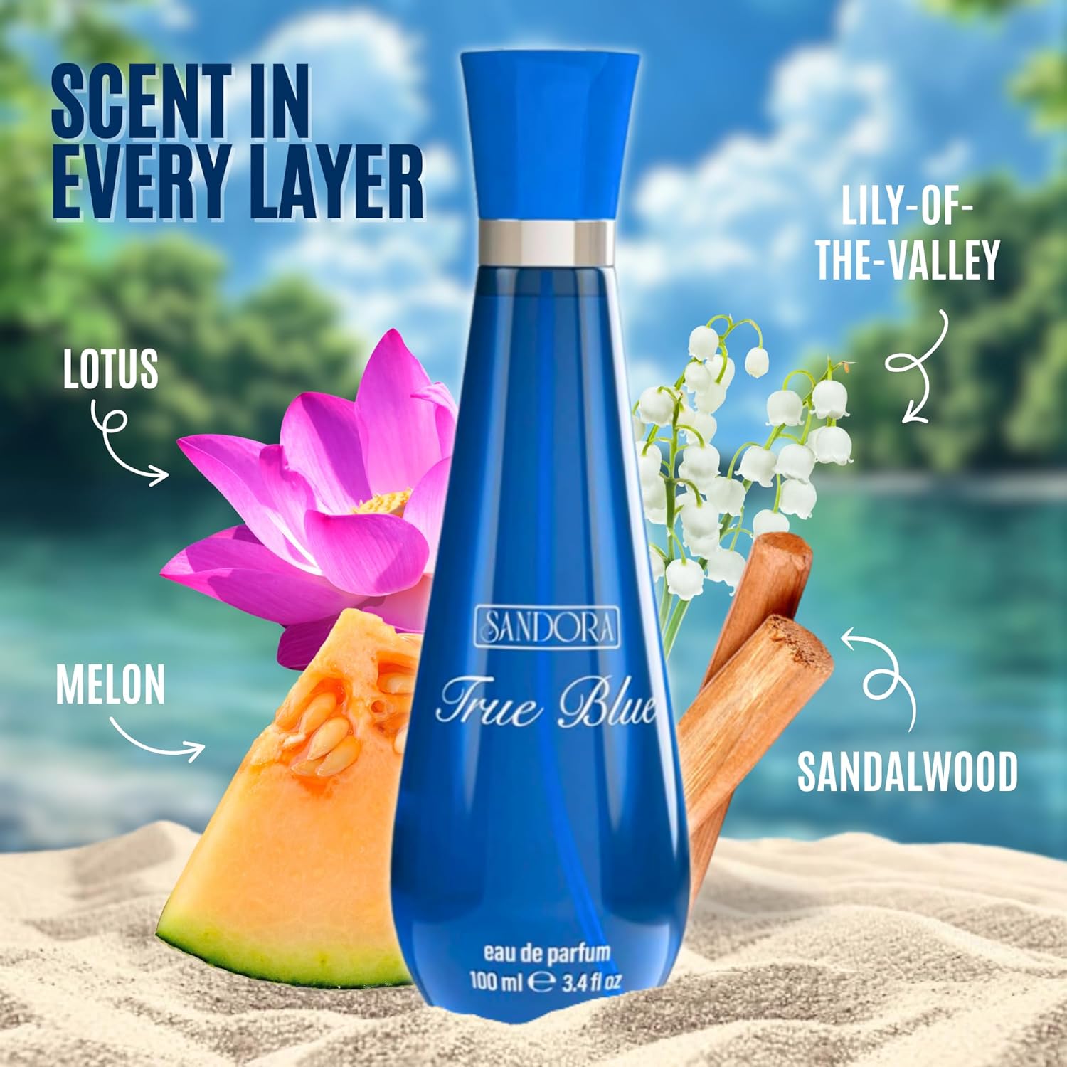 True Blue Woman Eau De Parfum Spray - 100mL Long-Lasting Floral Citrus Fragrance for Day & Night Use
