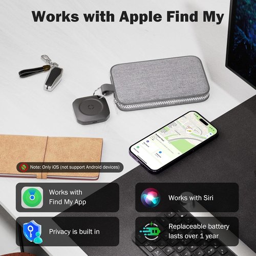 Air Tracker | Smart Bluetooth Tracker Tag - 4 Pack for Luggage, Keys & Backpacks - Replaceable Battery, Black