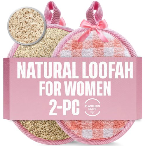 Natural Loofah Exfoliating Body Scrubber for Women Made with Natural Egyptian Loofa Sponge, Bath Shower Luffa lufa for face and Body. exfoliator Scrub Pads