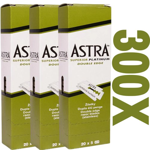 The Shave Factory Premium Shaving Set - Astra Platinum Double Edge Safety Razor Blades (300)