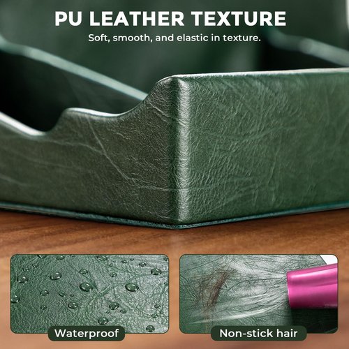 Upgrade Large PU Leather Barber Station Organizer for Clippers & Guards, 15x12x5 inch Multifunctional Barber Organizer Tray Salon Tools Storage, Detachable Salon Countertop Tray for Hairdressing Tool
