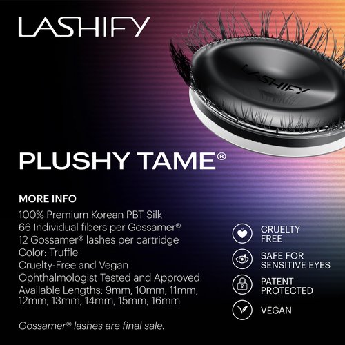 Lashify Plushy Tame 12mm Gossamer Lashes in Truffle Color, Easy DIY False Lashes for a Voluminous Yet Still Natural Look