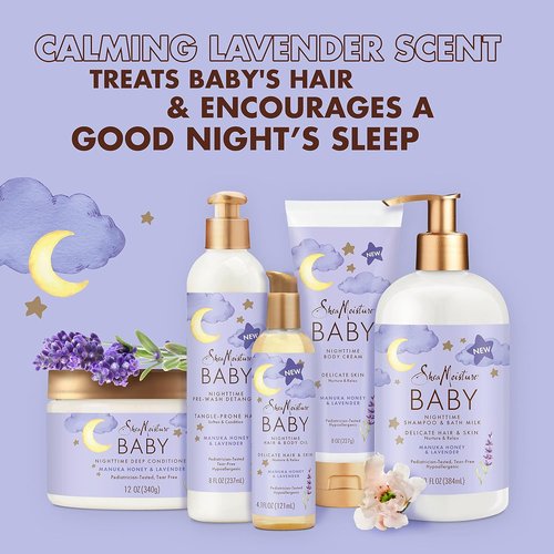 SheaMoisture Baby Deep Conditioner - Manuka Honey & Lavender for Delicate Hair | 12 oz Nighttime Care