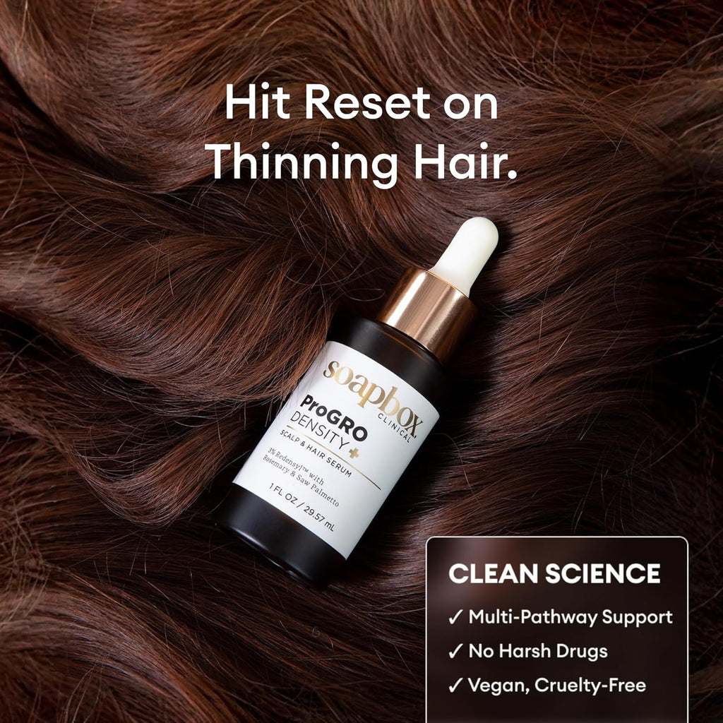 Soapbox ProGRO Density+ Scalp & Hair Growth Serum - Clinically-Tested Formula with Redensyl & Caffeine | 1 oz Supply