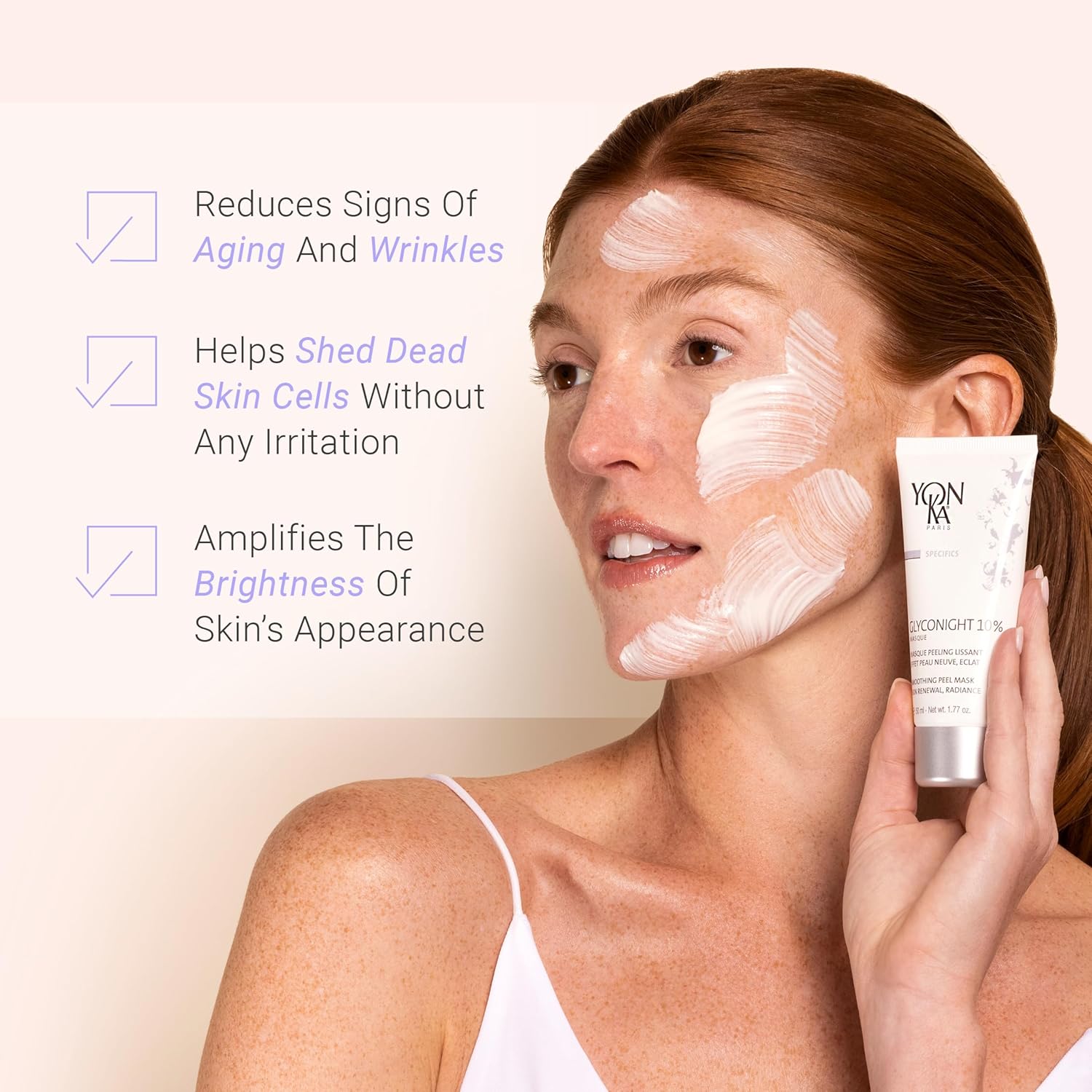 Yon-Ka Glyconight Peel Masque - 10% Glycolic Acid Anti-Aging Face Mask for Wrinkle & Pore Renewal