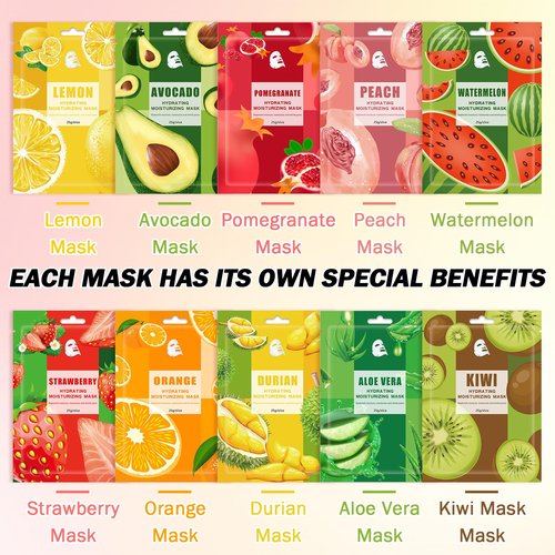 JunKuJK 30PCS Hydrating Facial Sheet Mask,Moisturizing Face Masks Skincare Gift Set,Brighten Long Lasting Face Mask Skin Care & Facial Mask Kit for All Skin Types