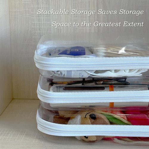 Gberlczz Clear Hard Zipper Case for Storage, Durable Clear Zipper Pouches, Hard Plastic Zippered Pouch for Snacks Toy Travel Organizer