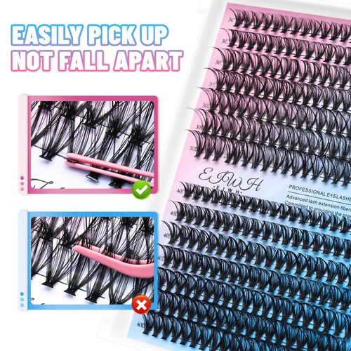 Lash Clusters Kit 840Pcs Clusters Lashes Extension Volume Soft Eyelash Extension Kit 30D+40D D Curl Wispy Natural DIY Individual Lash Kit Box for Beginners Bulk Pack Includes a random lucky gift