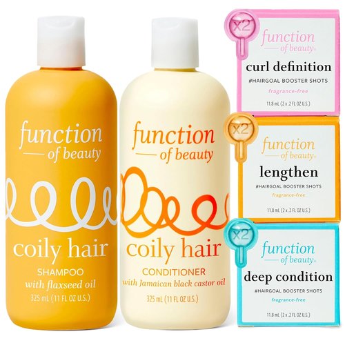 Function of Beauty Coily Hair Set - Curl Definition & Lengthening Shampoo, Conditioner & Booster Treatment
