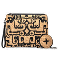 daaiurbags Wristlet Pouch Set 2-Piece for Women,Natural Cork Clutch Handbag Purse Wallet,Makeup Cosmetic Bag with Zipper for Travel,Commute,Gift