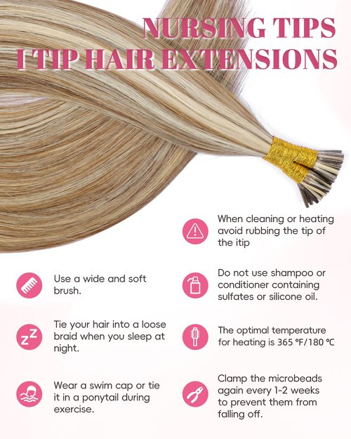 KiiKiiGirl Remy I Tip Hair Extensions Human Hair 20 Inch #7/60 Chocolate Brown to Caramel Blonde Itip Human Hair Extensions Invisible Silky Straight 30g/30s
