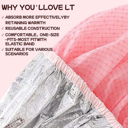 QFE 5PCS Shower Caps for Women Reusable Waterproof Long Hair Cap Shower Products Large Plastic Cover Flexi Bathing Accessories Travel Women's to Keep Dry Prevent Cooking Oil Fumes Washable, Pink 5PCS