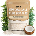 ZZZELLNESS Epsom Salt Plus Bubbles – Coconut & Teatree Scented Foaming Bath Soak – Magnesium Sulfate for Muscle Recovery, Stress Relief & Relaxation – Great for Aromatherapy – 12 oz