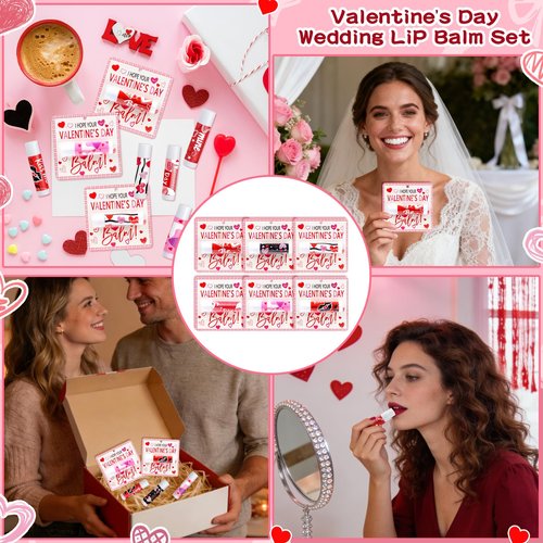 QAUYETM 30 Pcs Valentine Lip Balms Bulk Valentine's Day Gifts for Women Galentines Chapstick Gloss 6 Assorted Flavors for Wedding Bridal Shower Birthday Party Favours