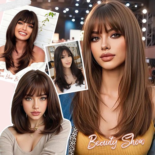 Matriarchs Hair Toppers For Women Real Human Hair,12inch Wispy Clip In Bangs Toppers Hair Pieces For Women With Thinning Crown, 360°3D Cover Realistic Scalp Line Hairpieces (Dark Brown)