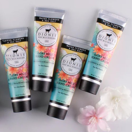Dionis Goat Milk Hand Cream Water Flowers & Sea Salt 1 oz (Pack of 4)