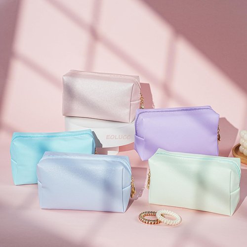 EOLUCC Bridesmaid Proposal Gifts Letter Cosmetic makeup bag bulk for Wedding Party Favors Bachelorette party decorations Makeup Pouch Birthday Toiletry Organizer Bag Makeup Case Gift (Blue)
