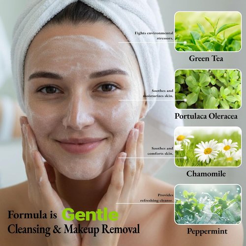 Skiennix Hydrating Face Wash - Foaming Cleanser with Green Tea, Fragrance-Free, 10.1 Fl Oz | All Skin Types