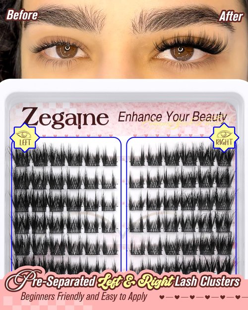 Cat Eye Lash Clusters With Spikes Manga Eyelash Clusters Wispy Cluster Eyelash Extensions C-Curly Left&Right Lash Clusters Anime Individual Lashes Pre-Mapped DIY Lash Extensions 10-18MM by Zegaine