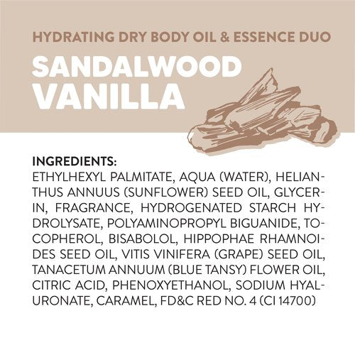 Onyx Professional Hydrating Dry Body Oil & Essence Duo, Sandalwood Vanilla, 3.7 fl oz, 2pk