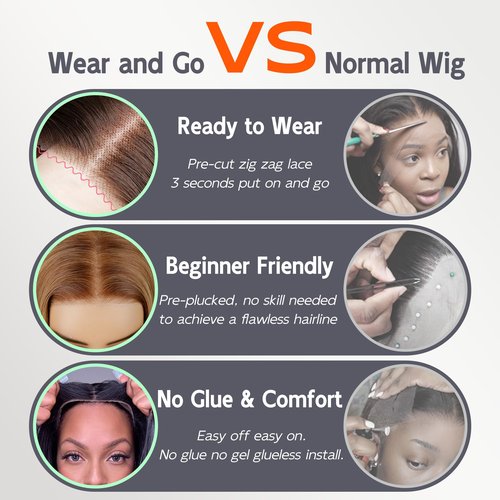 BLL Glueless Wig, Honey Blonde Synthetic Lace Front Wigs for Black Women Pre Plucked Pre Cut 6x5 Lace Easy to Wear Put on and Go 26inch Long Straight Highlight Wig