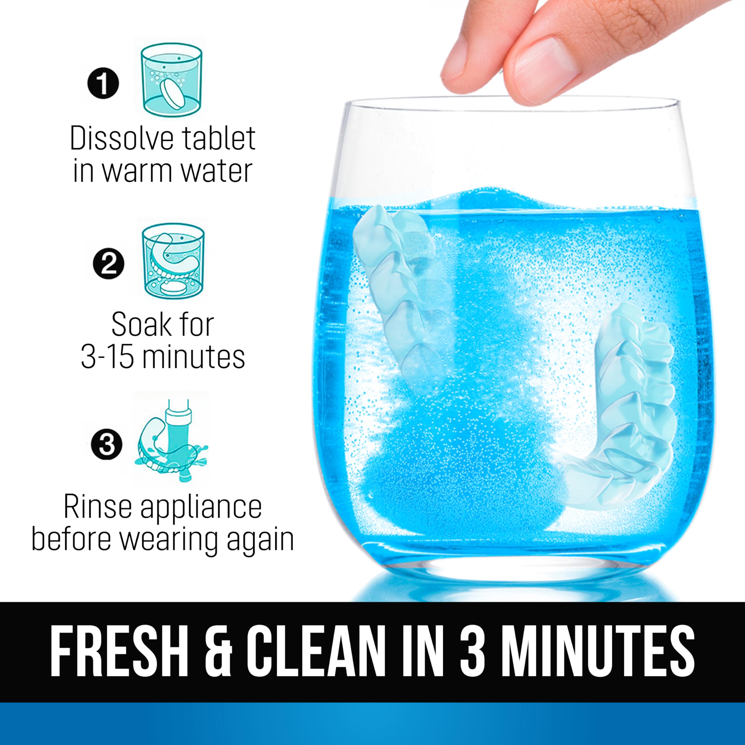 ZENGATE Retainer Cleaner Tablets - Quick 3-Minute Clean for Dentures, Mouth Guards, Aligners, and Night Guards - 120 Dental Cleansing Tablets - FSA HSA Approved Dental Appliance Cleanser