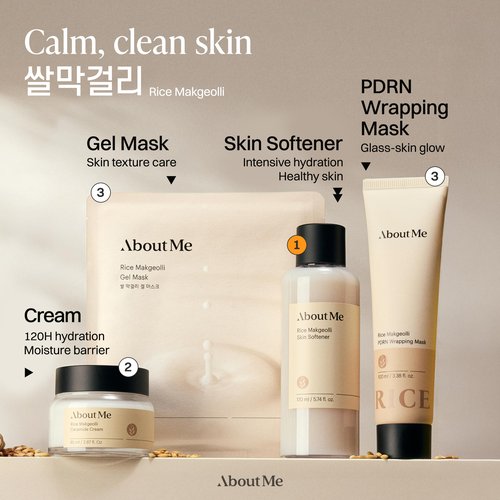 About Me Rice Makgeolli Skin Softener – Triple Ferment Milky Toner with 5 Ceramides & Galactomyces, Hydrating Essence Toner for Glass Skin, Fragrance-Free for Dry Sensitive Skin, 5.74 fl oz