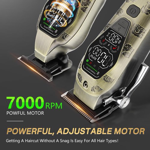 Bomxin Hair Clippers for Men Professiona,3 in 1 T-Blade Barber Clippers and Trimmers Set for Barber kit, Mens Cordless Hair Clippers, Beard Trimmer for Men