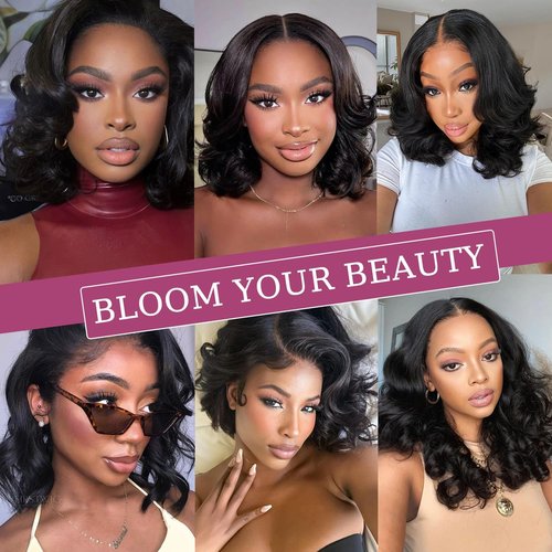 DAHONG HAIR 12A Remy Cuticle Aligned Human Hair Body Wave 4 Bundles 12 Inch, Double Machine Weft No Shedding No Tangling Thick Ends Natural Black, Quick Weave for Daily & All Occasions