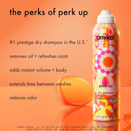 Amika Perk Up Talc-Free Dry Shampoo - Refresh Roots with Volume, No White Residue, Absorbs Oil & Reduces Odor, All Hair Types
