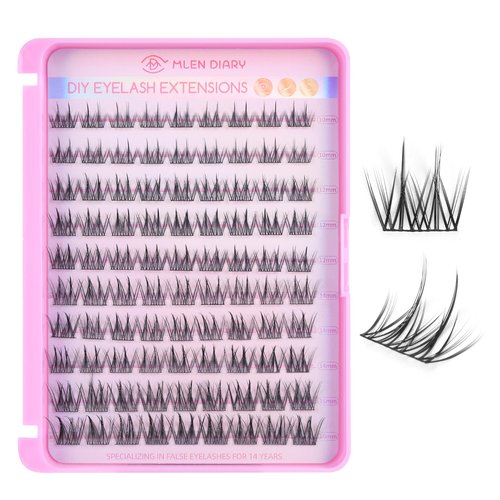 MLEN DIARY Lash Cluster DIY Eyelash Extensions 90 Clusters Lashes 10-16mm D Curl Mega Wispy Volume Individual Lashes Eyelash Clusters Extensions DIY at Home
