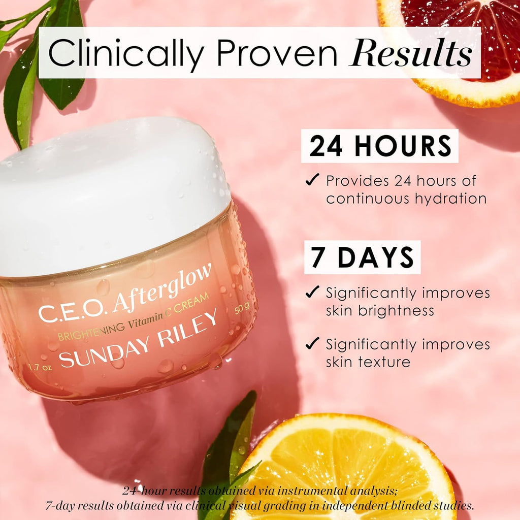 Sunday Riley C.E.O. Afterglow Vitamin C Cream - Brightening Face Moisturizer for Radiant Skin