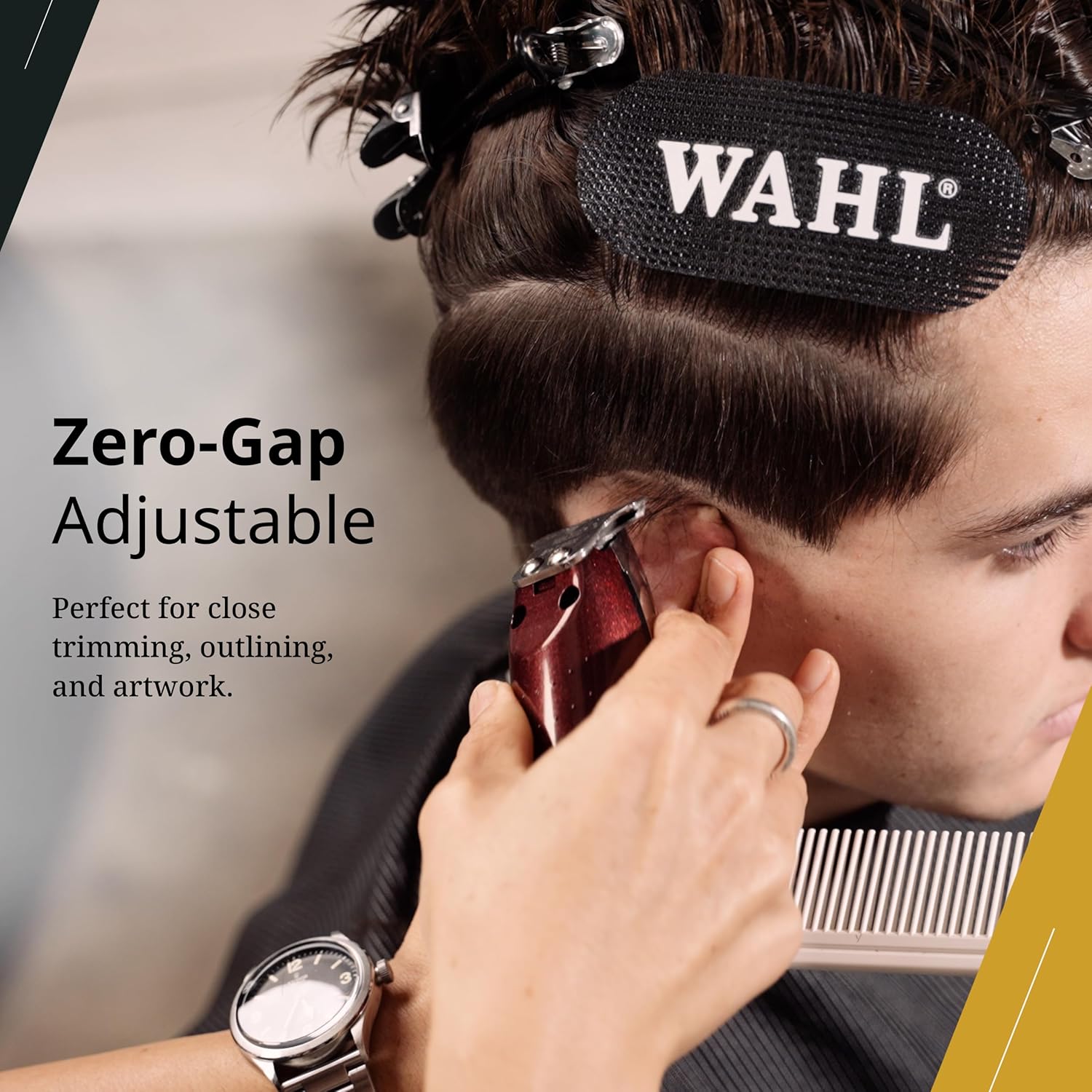 Wahl Professional 5 Star Cordless Detailer Li Trimmer - T Wide Blade & 100 Min Runtime | Includes Charging Stand
