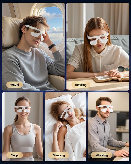 Under Eye Red Light Therapy Device, Red Light 630±10nm Therapy Glasses for Eyes, Red Light Eye Mask for The Treatment of Eye Bags,Dark Circles,Puffiness periorbital for Treating -Blown