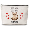 Levitatinyear Cat Lover Gift Makeup Bags, Just A Girl Who Loves Cats Cosmetic Bag, Siamese Makeup Pouch Gifts for Cat Lovers Pet Owners, Birthday Christmas Gifts for Girls Women Friends -76